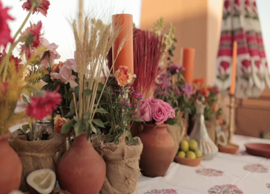 A Slow Motion Shot of an Indian Wedding Venue Decoration in India