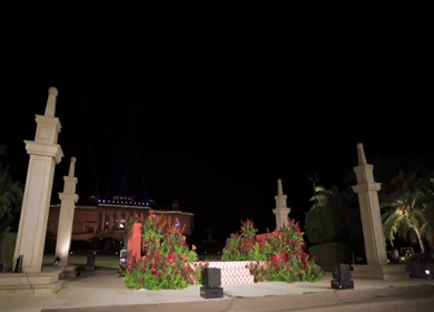 A Slow Motion Shot of an Indian Wedding Venue Decoration in India