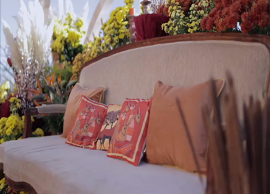 A Slow Motion Shot of an Indian Wedding Venue Decoration in India