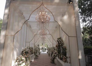 A Slow Motion Shot of an Indian Wedding Venue Decoration in India