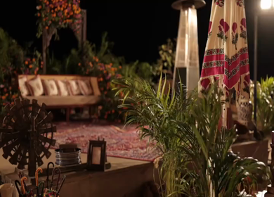 A Slow Motion Shot of an Indian Wedding Venue Decoration in India