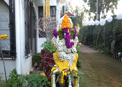 9th February, 2024 : A shot of Indian Wedding venue decorated at New Delhi, India