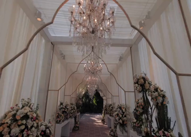 A Slow Motion Shot of an Indian Wedding Venue Decoration in India