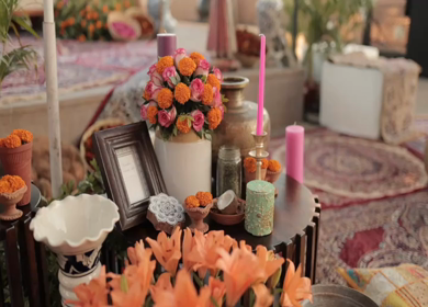 A Slow Motion Shot of an Indian Wedding Venue Decoration in India