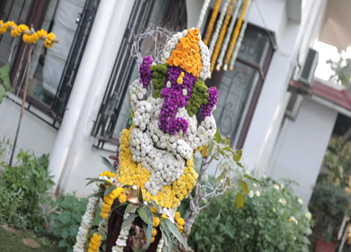 9th February, 2024 : A shot of Indian Wedding venue decorated at New Delhi, India