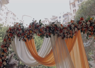 A Slow Motion Shot of an Indian Wedding Venue Decoration in India