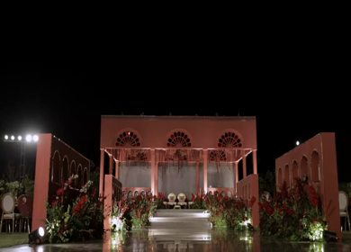 A Slow Motion Shot of an Indian Wedding Venue Decoration in India