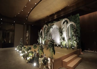 A Slow Motion Shot of an Indian Wedding Venue Decoration in India