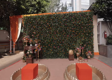 A Slow Motion Shot of an Indian Wedding Venue Decoration in India