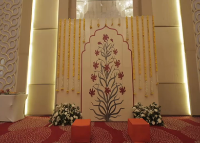 A Slow Motion Shot of an Indian Wedding Venue Decoration in India