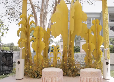 A Slow Motion Shot of an Indian Wedding Venue Decoration in India