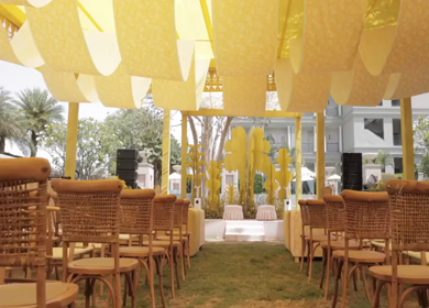 A Slow Motion Shot of an Indian Wedding Venue Decoration in India