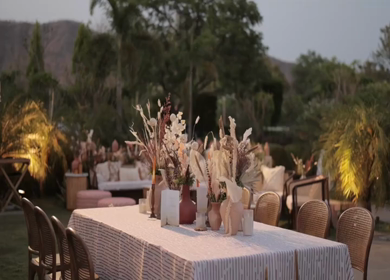 A Slow Motion Shot of an Indian Wedding Venue Decoration in India