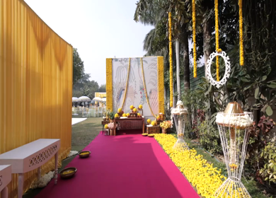 9th February, 2024 : A shot of Indian Wedding venue decorated at New Delhi, India