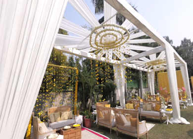 9th February, 2024 : A shot of Indian Wedding venue decorated at New Delhi, India