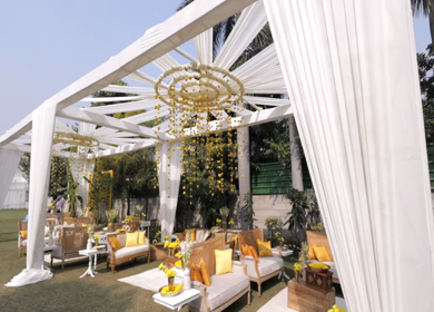 9th February, 2024 : A shot of Indian Wedding venue decorated at New Delhi, India