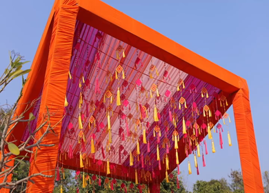 A Slow Motion Shot of an Indian Wedding Decoration in India