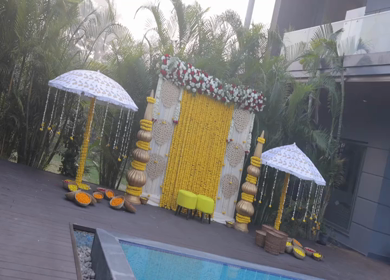 A Slow Motion Shot of an Indian Wedding Venue Decoration in India