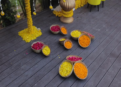 A Slow Motion Shot of an Indian Wedding Venue Decoration in India