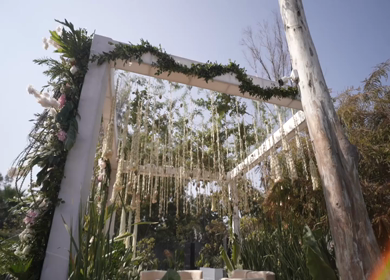 A Slow Motion Shot of an Indian Wedding Venue Decoration in India