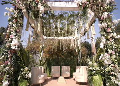 A Slow Motion Shot of an Indian Wedding Venue Decoration in India