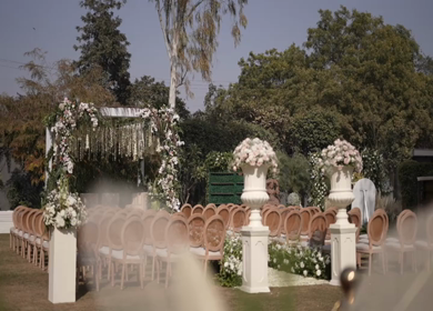 A Slow Motion Shot of an Indian Wedding Venue Decoration in India