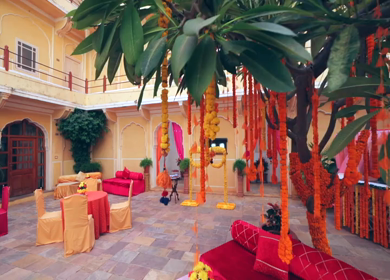 9th February 2019 : A Slow Motion Shot of an Indian Wedding Venue Decoration in India