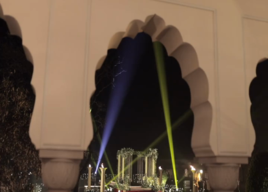 A Slow Motion Shot of an Indian Wedding Venue Decoration in India