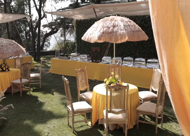 A Slow Motion Shot of an Indian Wedding Venue Decoration at Mussoorie,Uttarakhand in India