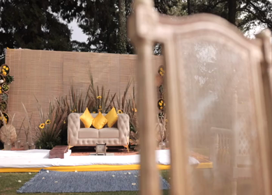 A Slow Motion Shot of an Indian Wedding Venue Decoration at Mussoorie,Uttarakhand in India