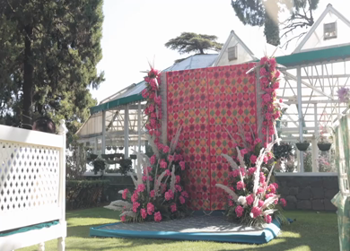 A Slow Motion Shot of an Indian Wedding Venue Decoration at Mussoorie,Uttarakhand in India