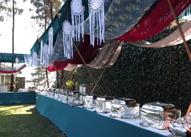A Slow Motion Shot of an Indian Wedding Venue Decoration at Mussoorie,Uttarakhand in India