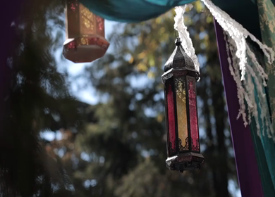 A Slow Motion Shot of an Indian Wedding Venue Decoration at Mussoorie,Uttarakhand in India