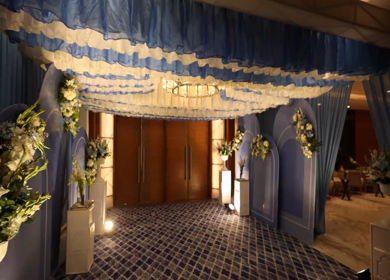 A Slow Motion Shot of an Indian Wedding Venue Decoration in India