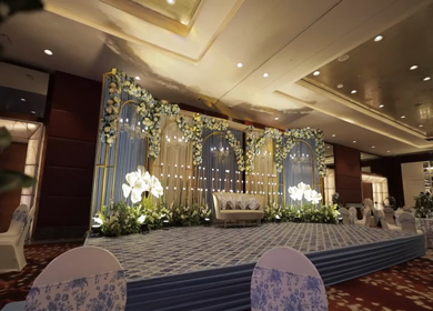 A Slow Motion Shot of an Indian Wedding Venue Decoration in India
