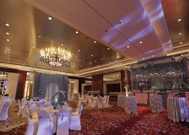 A Slow Motion Shot of an Indian Wedding Venue Decoration in India