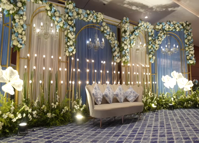 A Slow Motion Shot of an Indian Wedding Venue Decoration in India