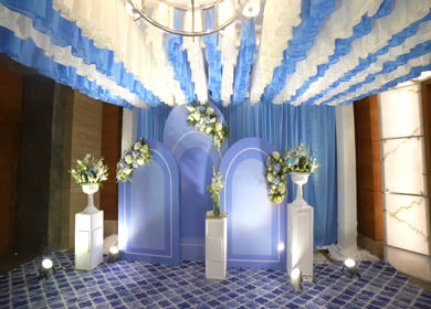 A Slow Motion Shot of an Indian Wedding Venue Decoration in India