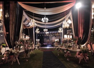 A Slow Motion Shot of an Indian Wedding Venue Decoration in India