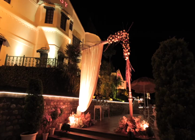 A Slow Motion Shot of an Indian Wedding Venue Decoration in India