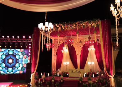 9th February, 2024 : A Slow Motion Shot of an Indian Wedding Venue Decoration in India