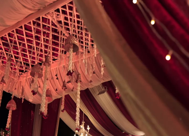 A Slow Motion Shot of an Indian Wedding Venue Decoration in India
