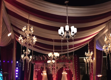 A Slow Motion Shot of an Indian Wedding Venue Decoration in India