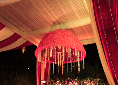 A Slow Motion Shot of an Indian Wedding Venue Decoration in India