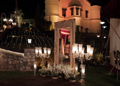 A Slow Motion Shot of an Indian Wedding Venue Decoration in India