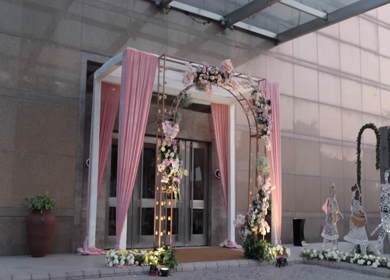 A Slow Motion Shot of an Indian Wedding Venue Decoration in India