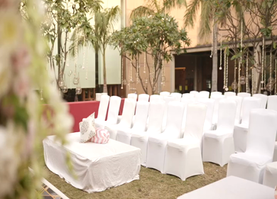 A Slow Motion Shot of an Indian Wedding Venue Decoration in India