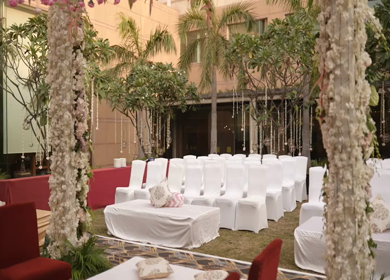 A Slow Motion Shot of an Indian Wedding Venue Decoration in India