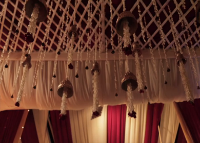 A Slow Motion Shot of an Indian Wedding Venue Decoration in India