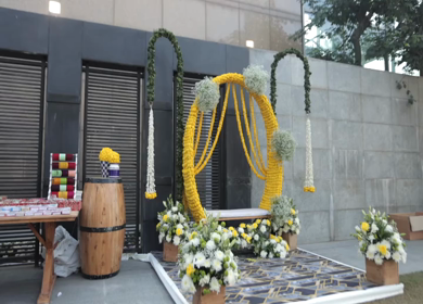 A Slow Motion Shot of an Indian Wedding Venue Decoration in India